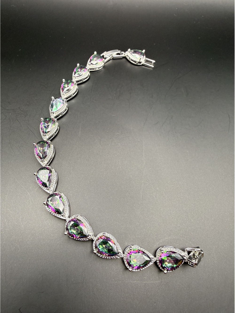 candy+clover elite mystic topaz crystal 14k white gold plated bracelet